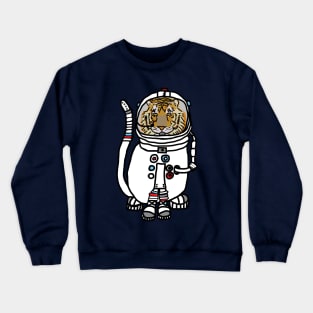 Space Tiger Funny Astronaut Animals Crewneck Sweatshirt